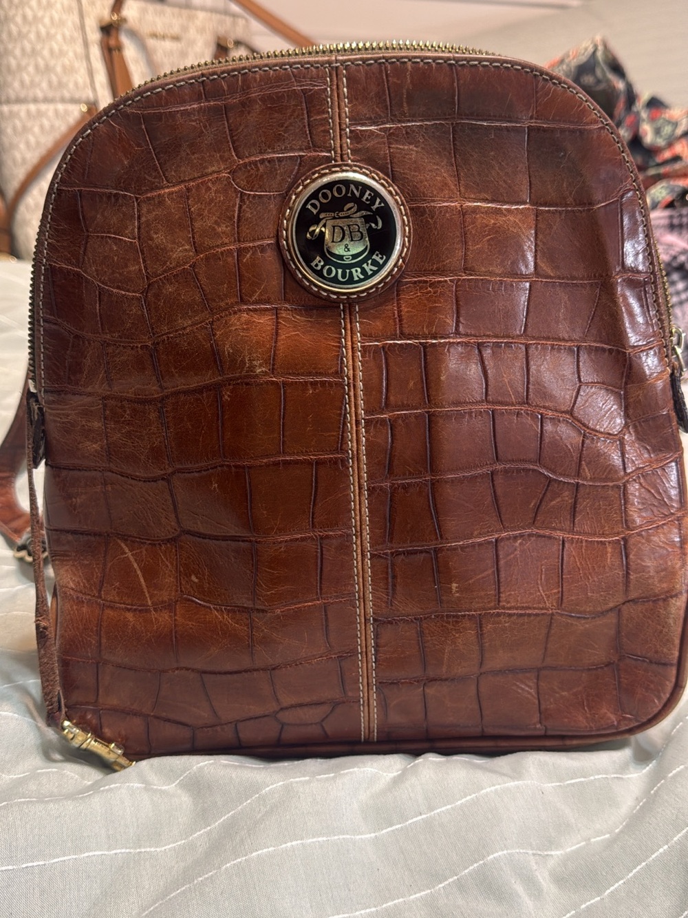 Dooney & Bourke Brown Croc-Embossed Leather Crossbody